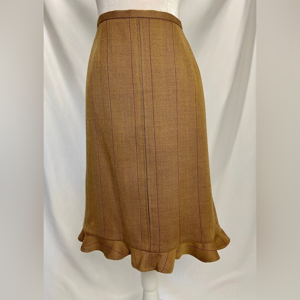 Vintage Women’s Brown Ruffle-Hem Skirt